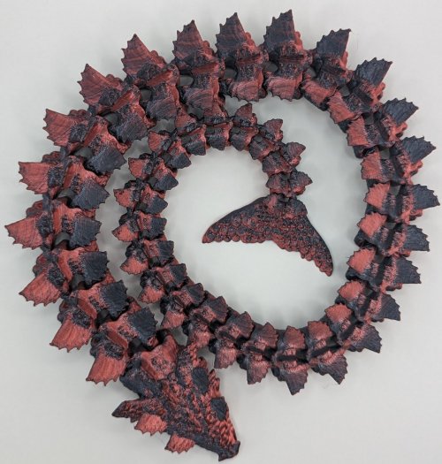 24 Inch Aquatic Dragon in Red and Black