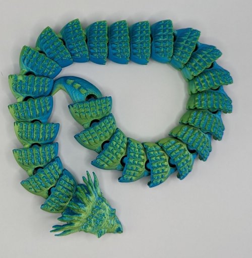 14 Inch Dragon Snake in line green and blue
