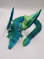 13.5 Inch Winged Dragon in line green and blue 